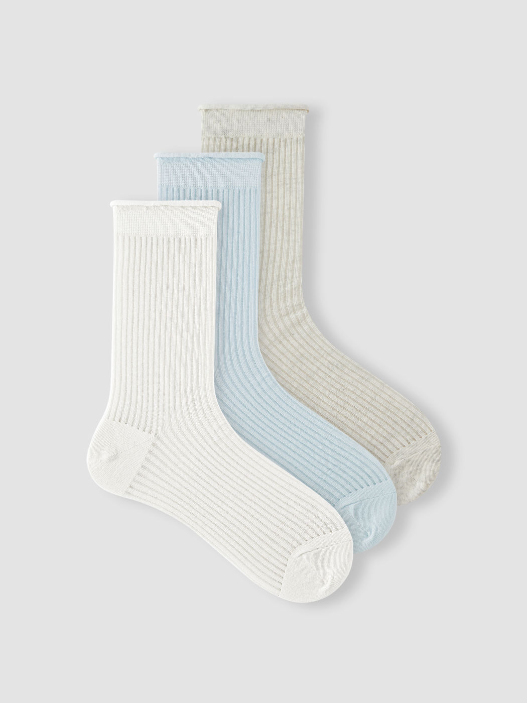 3 PAIRS RIBBED CREW SOCKS SET
