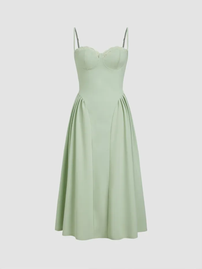 Chiffon V-neck Rosette Ruffle Hem Criss Cross Cami Maxi Dress