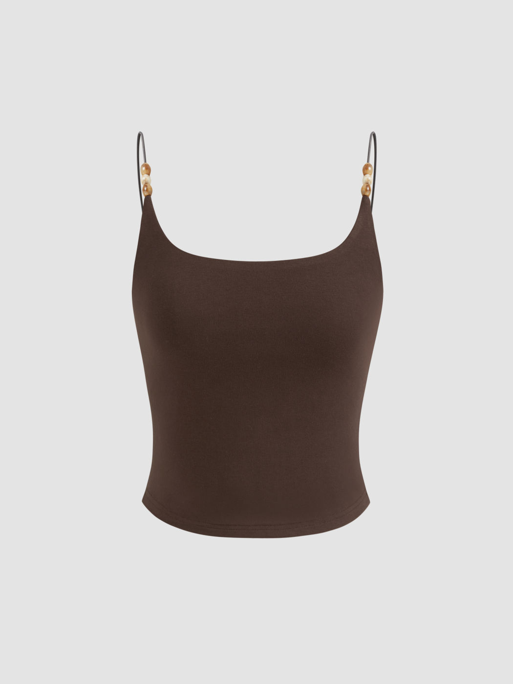 Top Cami con Scollo Rotondo e Perline