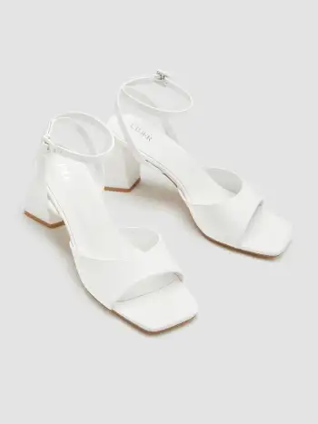 SQUARE BUCKLE FAUX LEATHER FISHERMAN SANDALS