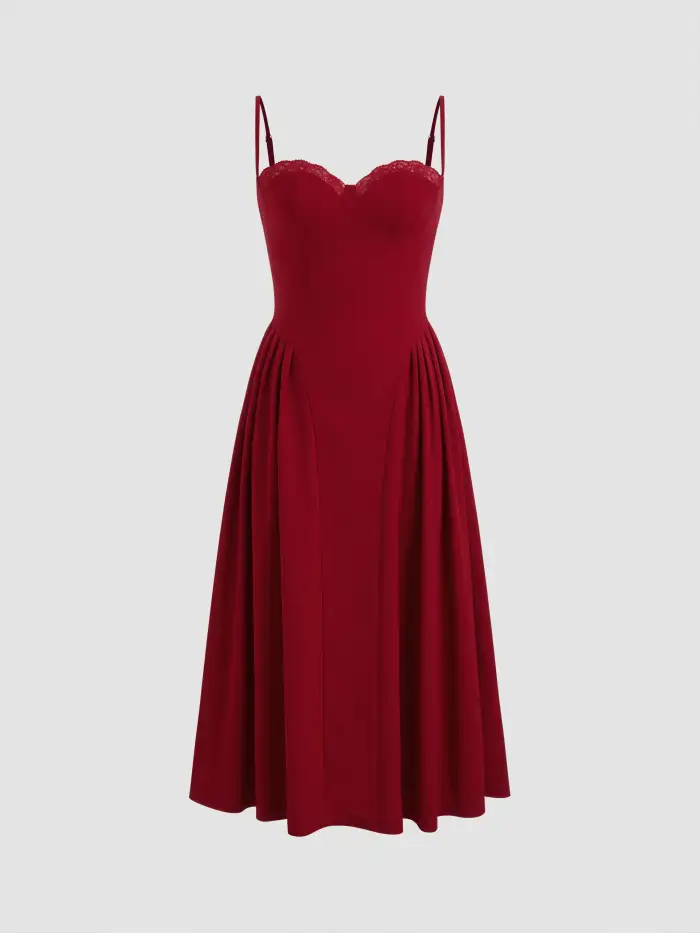 Square Neck Ruched Sleeveless Midi Dress