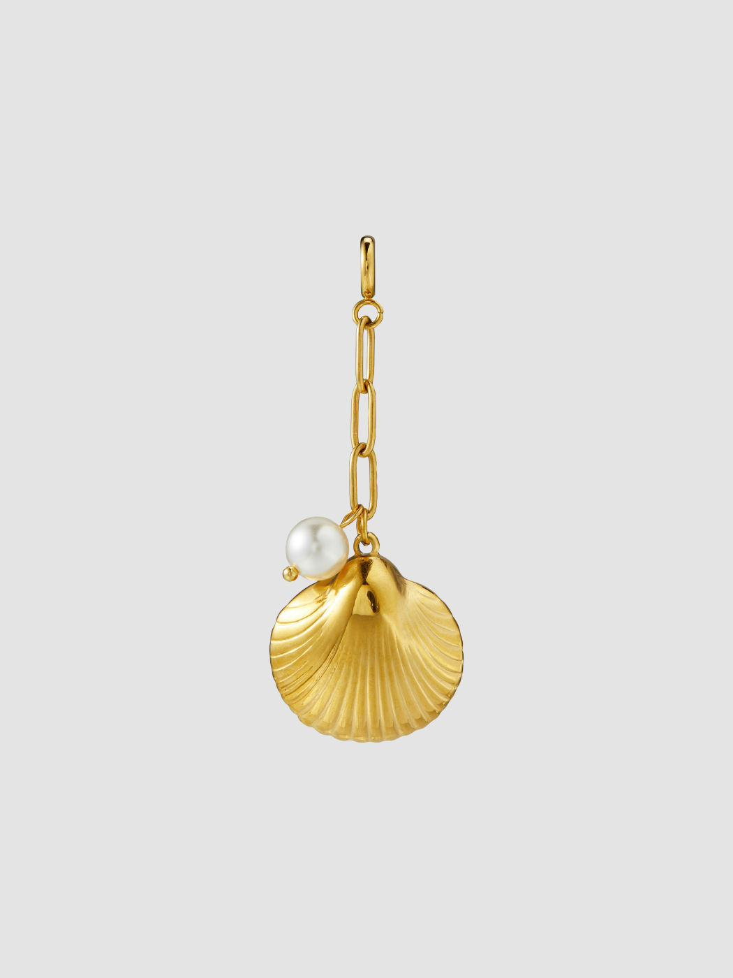 SHELL & FAUX PEARL 18K GOLD PLATED STAINLESS STEEL BIKINI CHARM