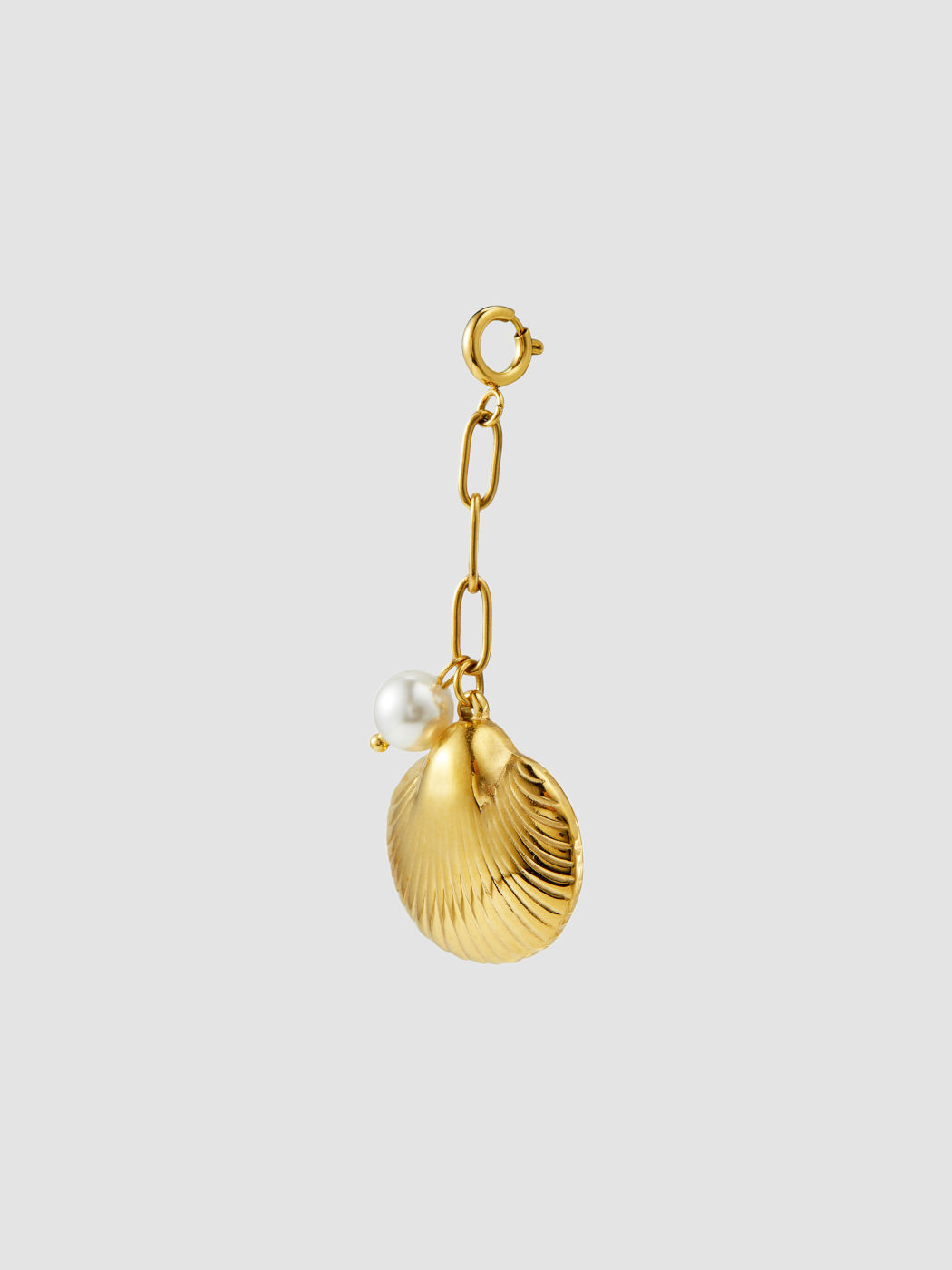 SHELL & FAUX PEARL 18K GOLD PLATED STAINLESS STEEL BIKINI CHARM