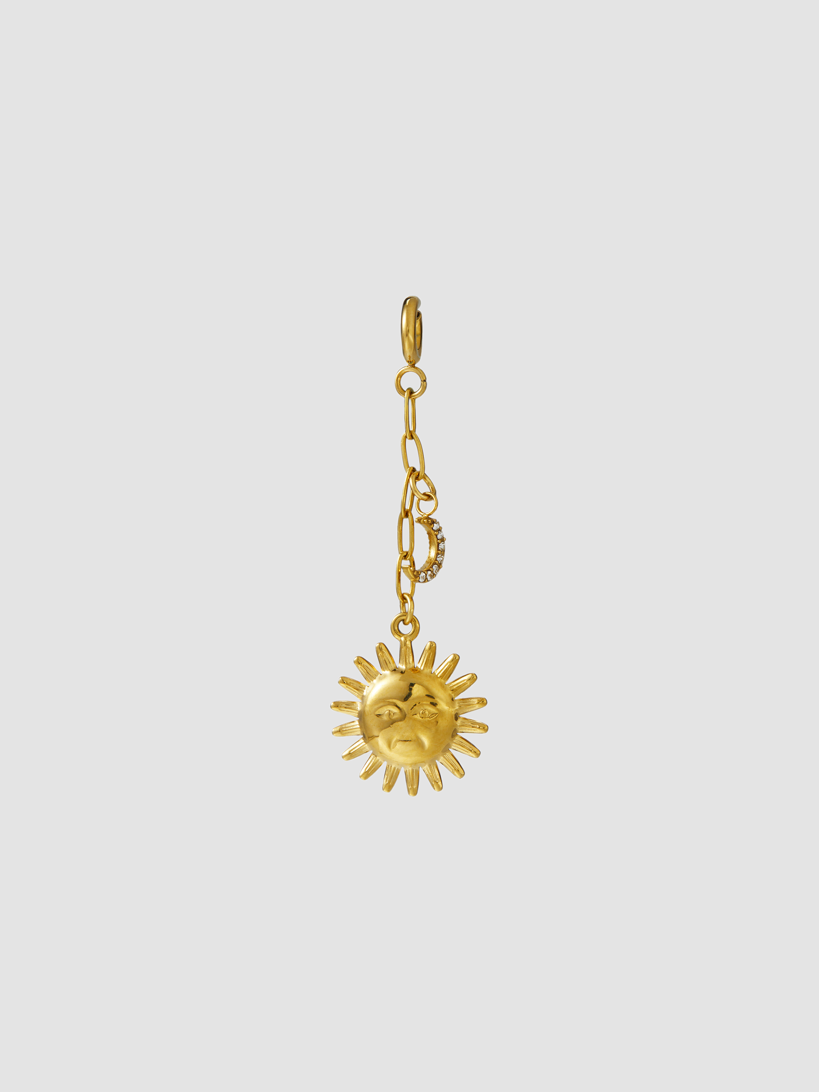 SUN & RHINESTONE DECOR MOON 18K GOLD PLATED STAINLESS STEEL BIKINI CHARM