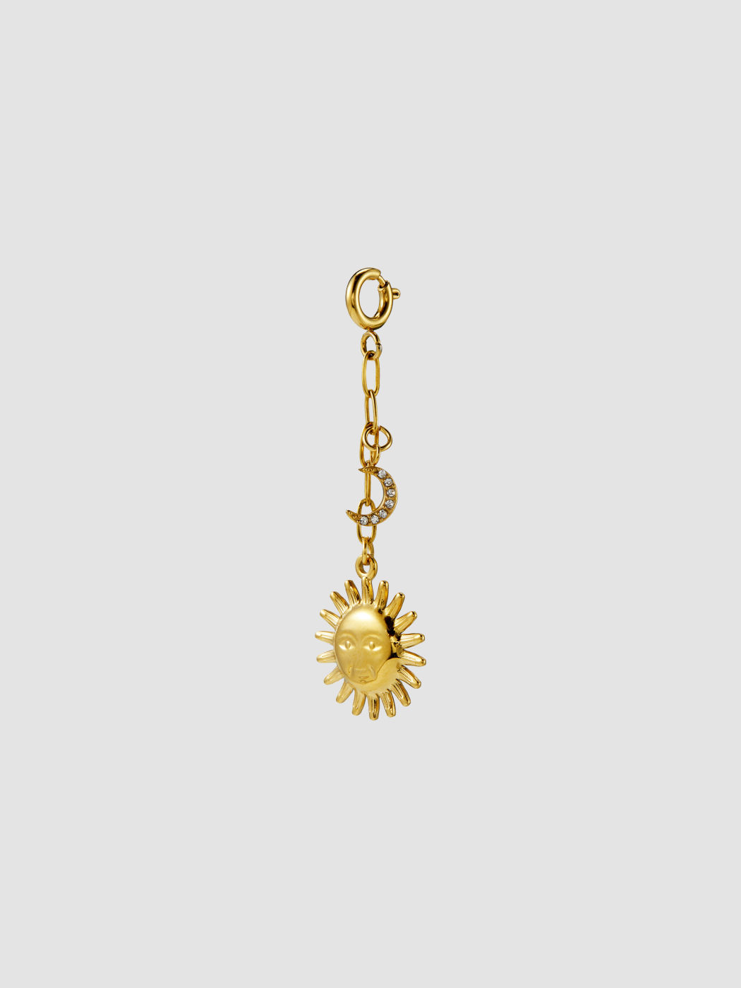 SUN & RHINESTONE DECOR MOON 18K GOLD PLATED STAINLESS STEEL BIKINI CHARM