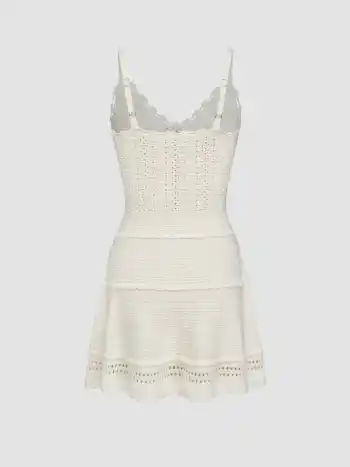 Knit V-neck Lettuce Trim Mini Dress