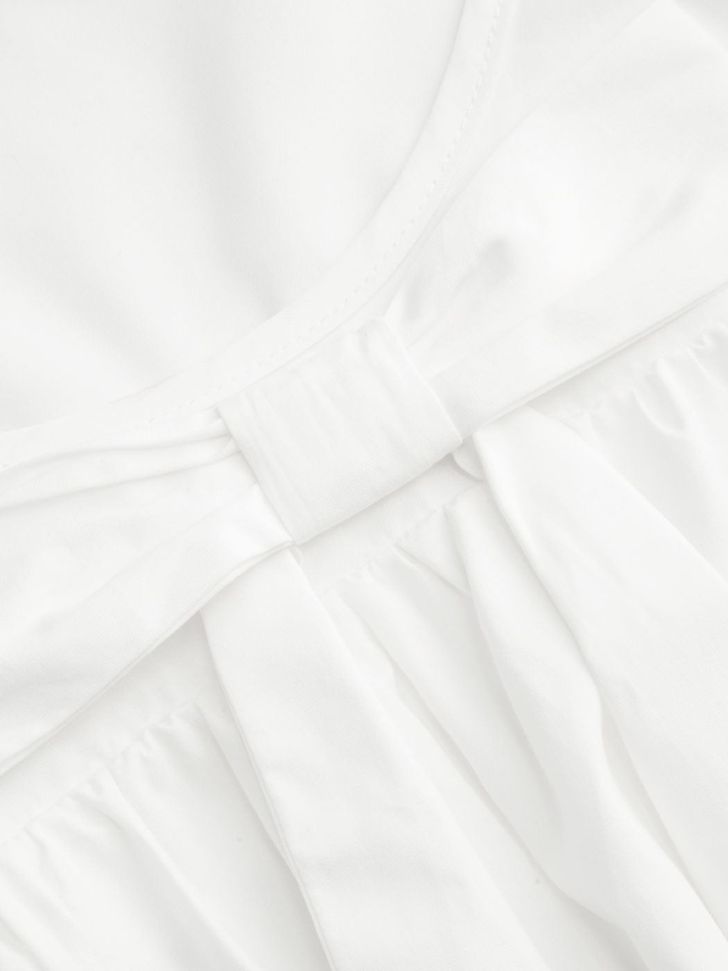 Cotton U-neckline Bowknot Smock Mini Dress