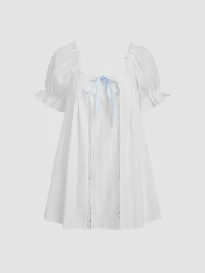 Woven Boat Neck Houndstooth Belted Mini Dress For Daily Casual Date