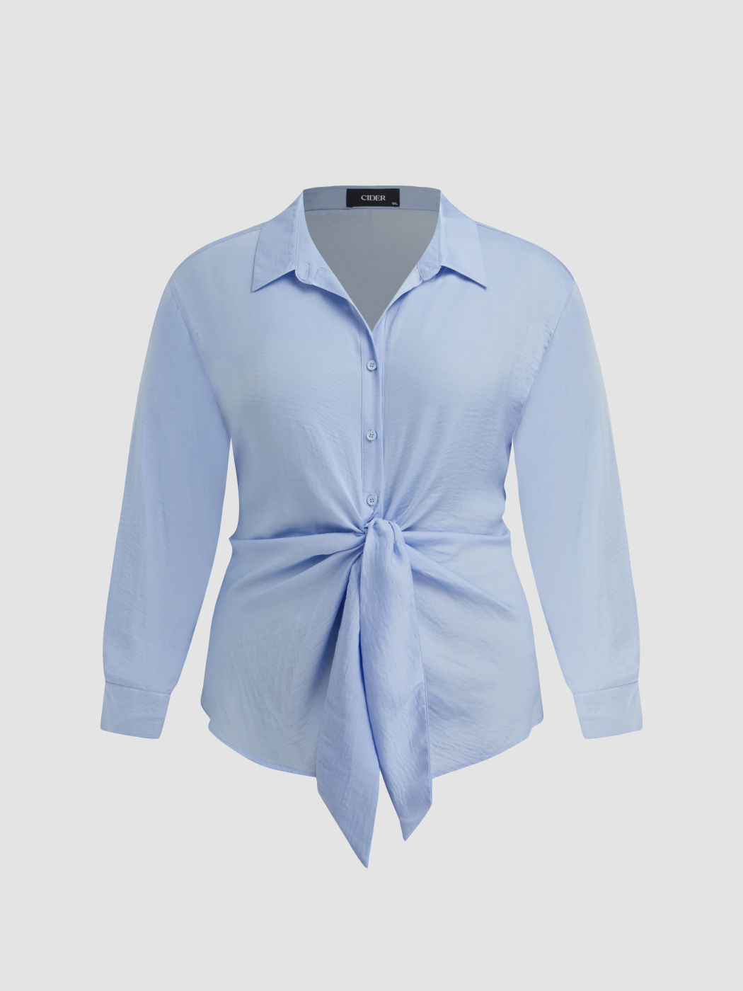 Camicia a maniche lunghe con nodo al colletto Curve & Plus