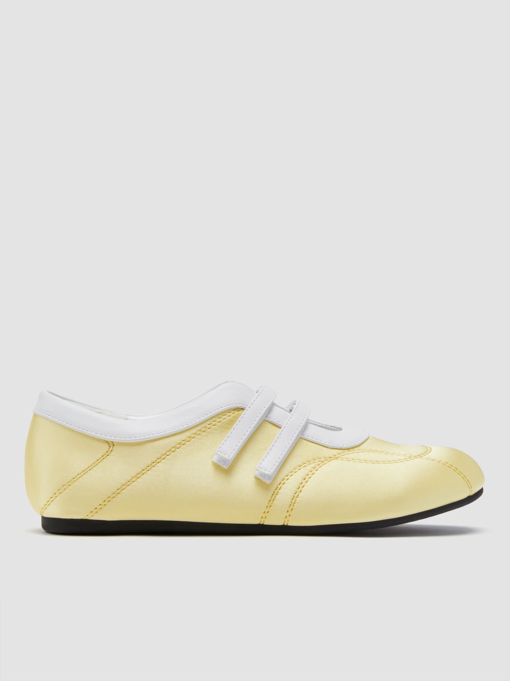 ADJUSTABLE STRAP SATIN & FAUX LEATHER SNEAKERS
