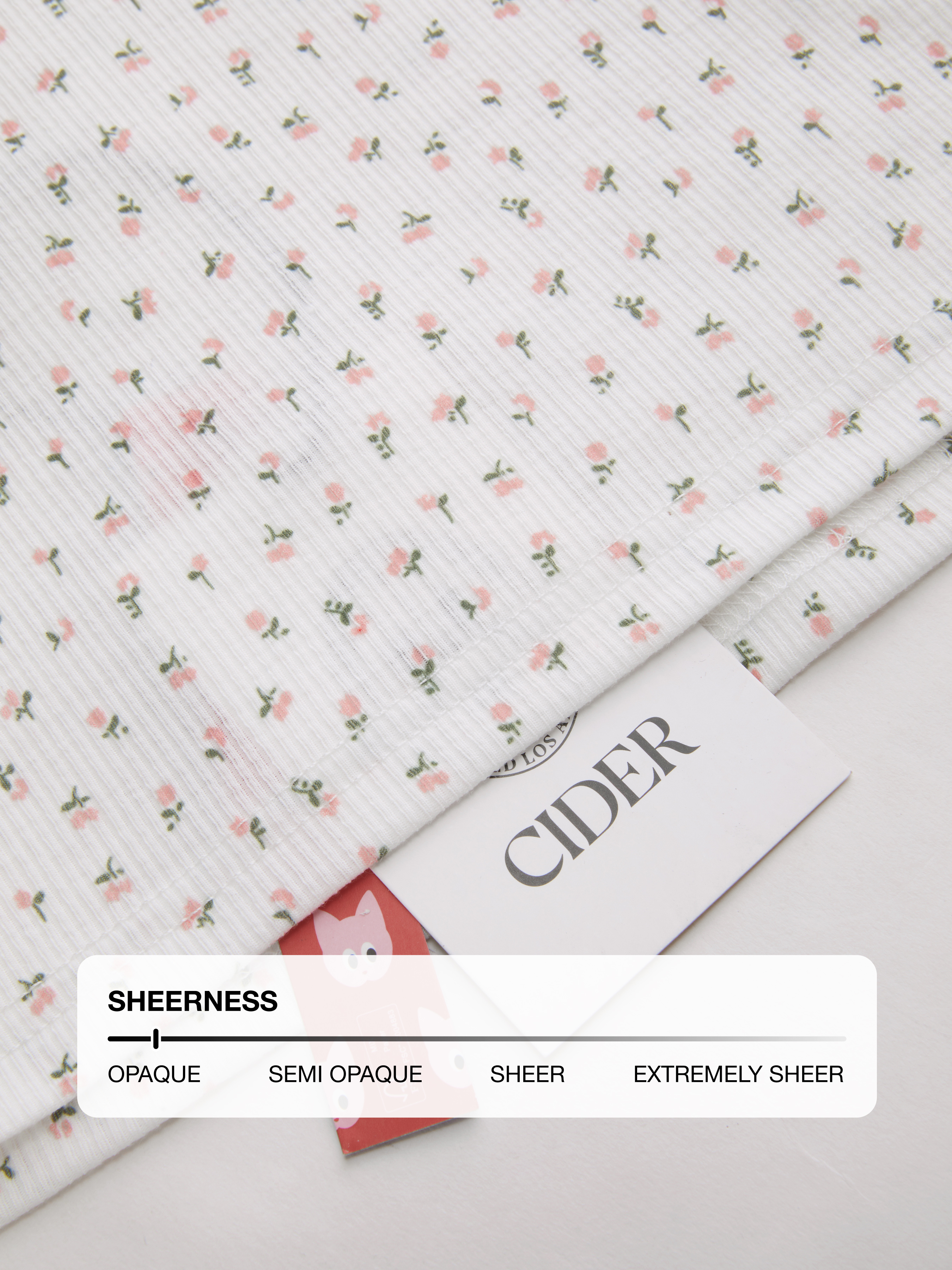 U-neckline Ditsy Floral Bowknot Tee