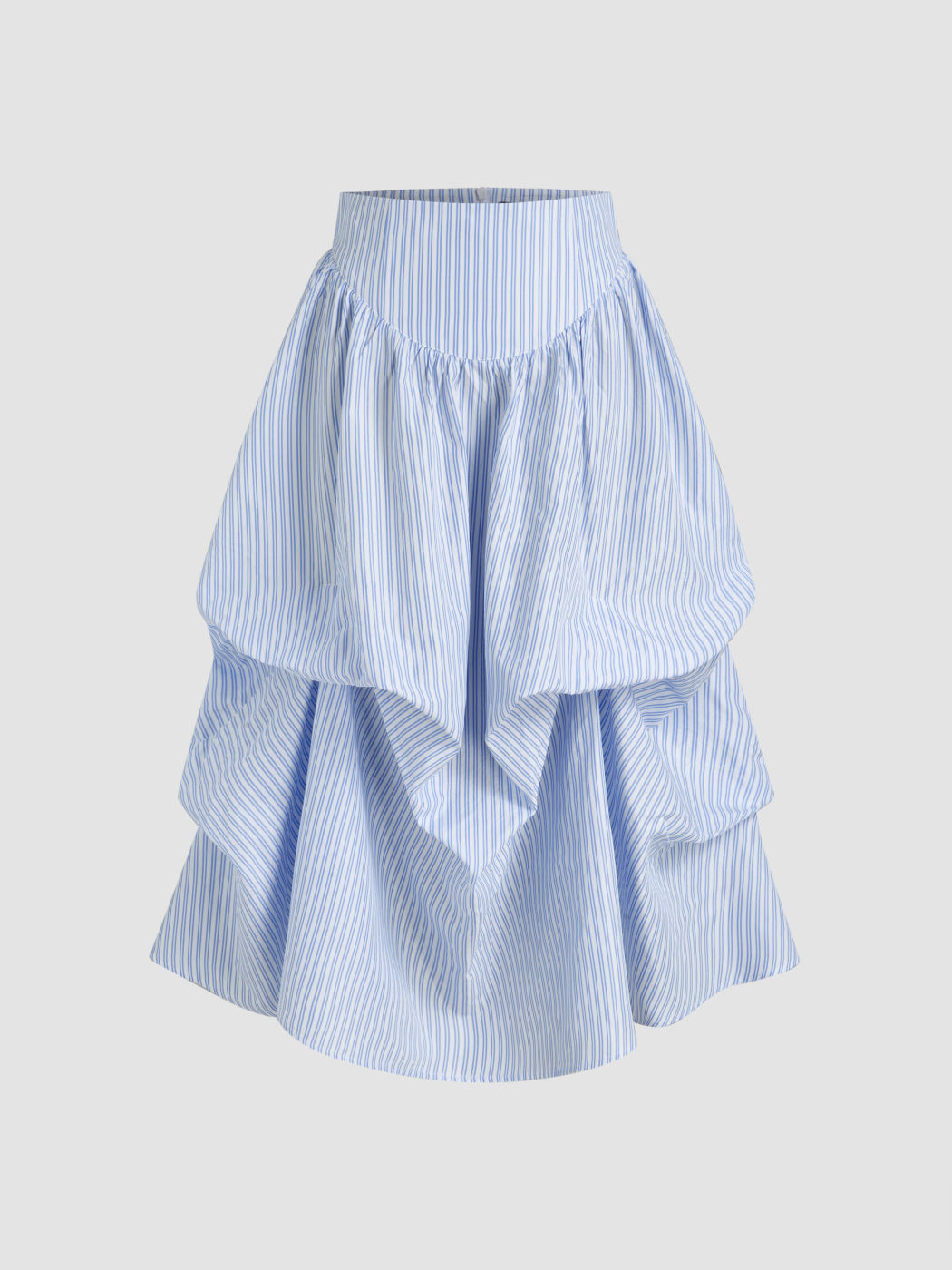 Mid Rise Stripe Ruched Maxi Skirt