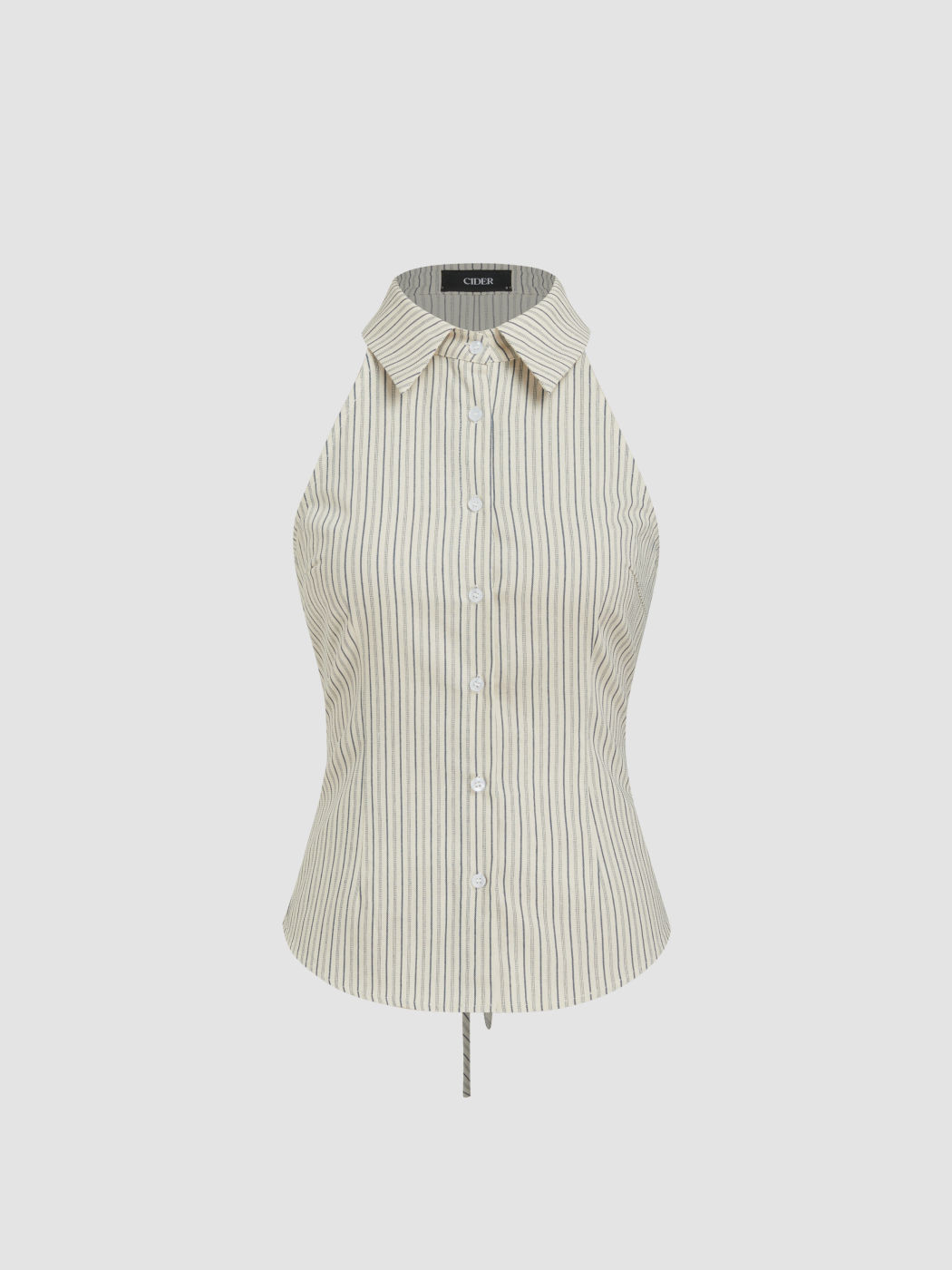 100% Cotton Oversized Stripe Lace Up Blouse