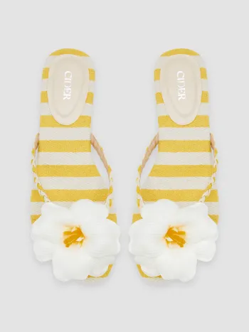 Blumen- und Streifenmuster Gewebte Flip-Flop Pantoffeln