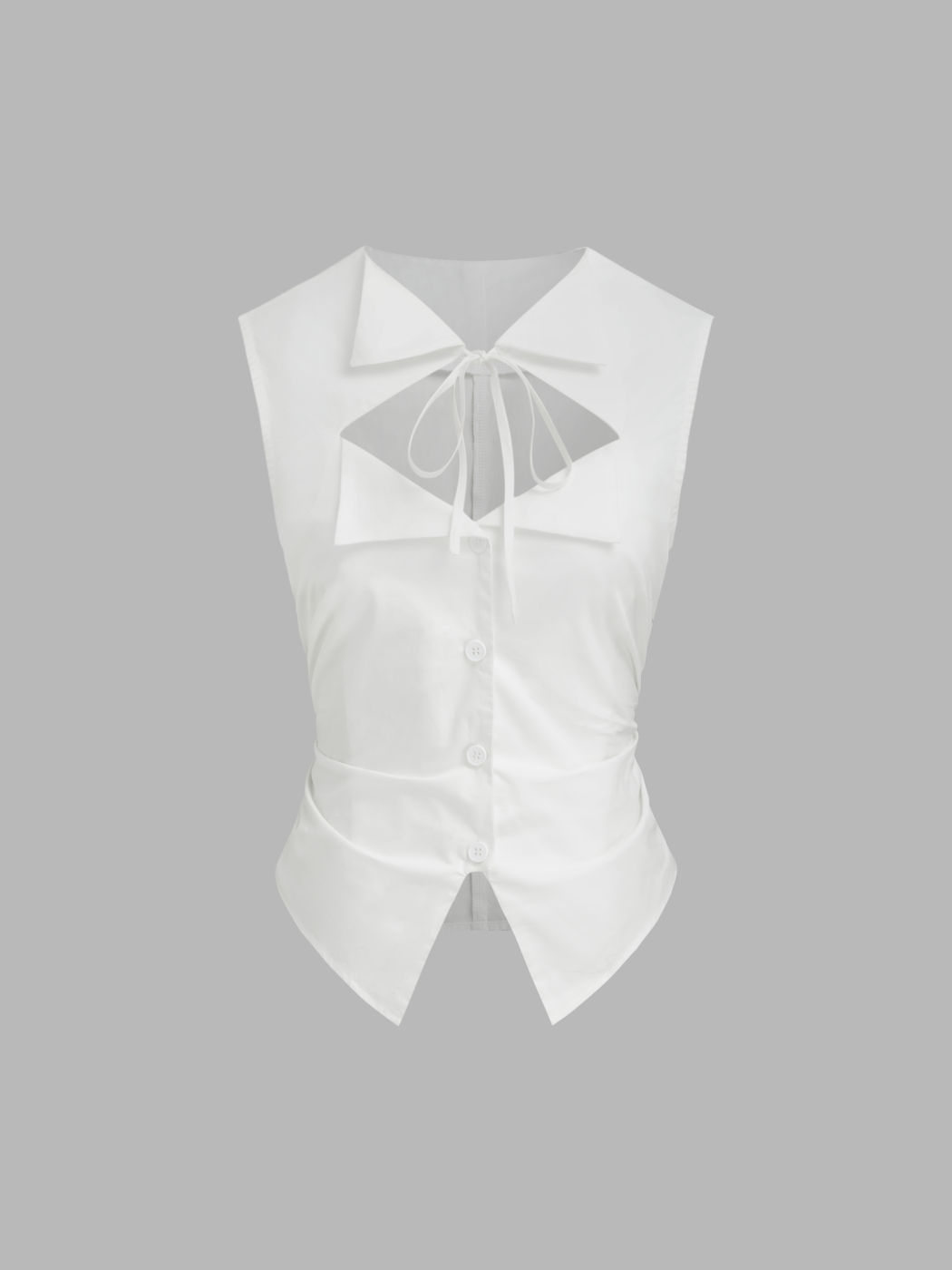 100% Cotton Sweetheart Neckline Ruched Knotted Tank Top