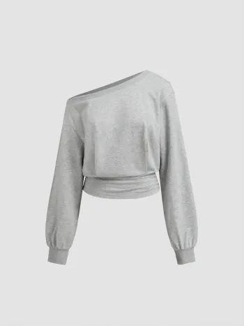 Cotton-blend Round Neckline Long Sleeve Oversized Sweatshirt With Fleece Lined