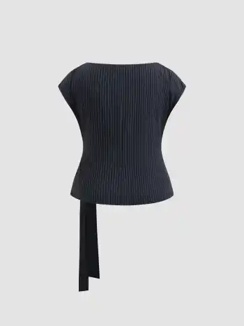 Bootsneck Streifen Knopf Oberteil Kurve & Plus