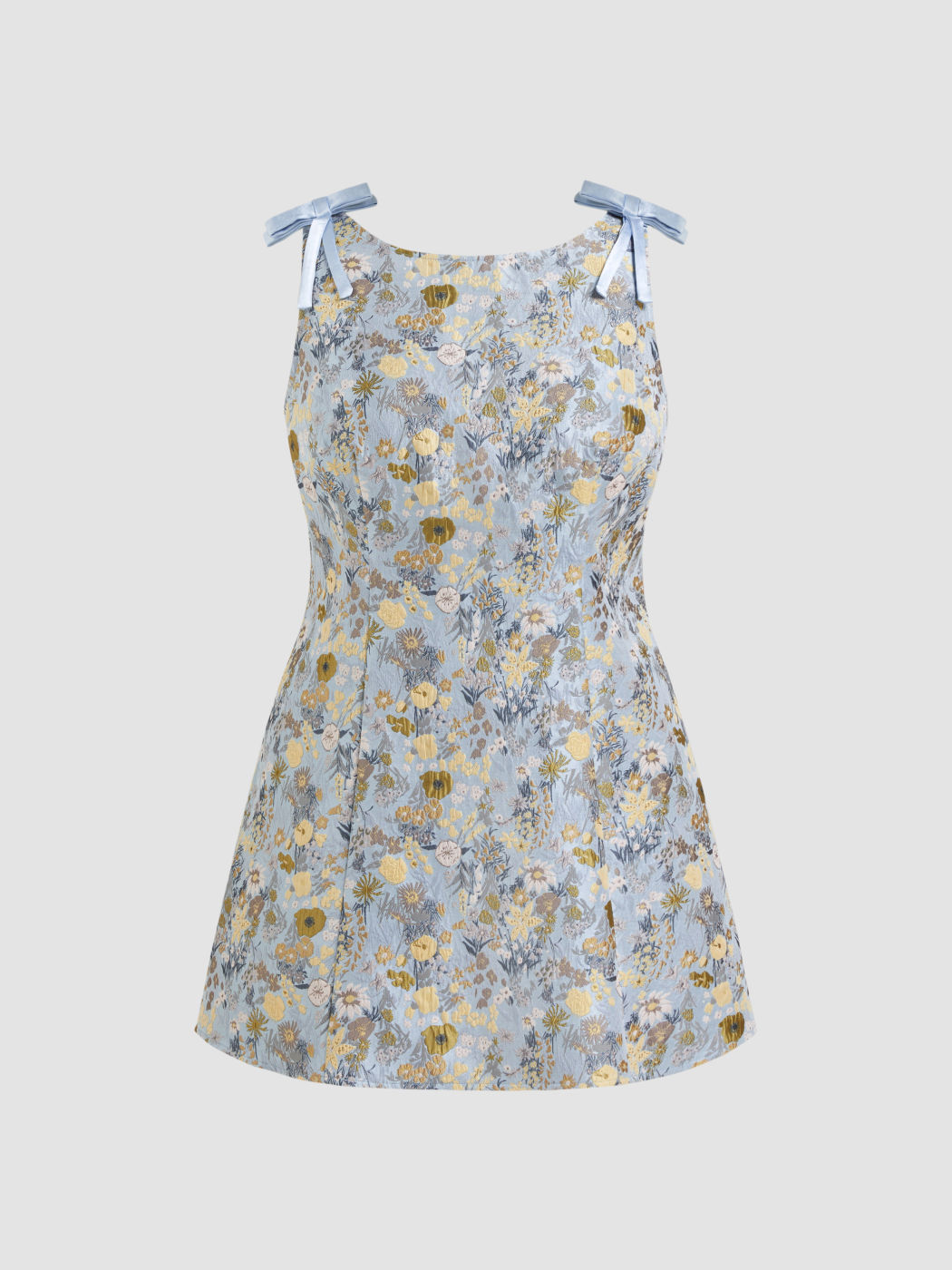 Bootschnitt Blumen Jacquard Schleife Mini Kleid Kurve & Plus