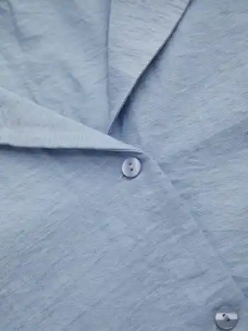 Linen-blend Collar Solid Short Sleeve Shirt Curve & Plus
