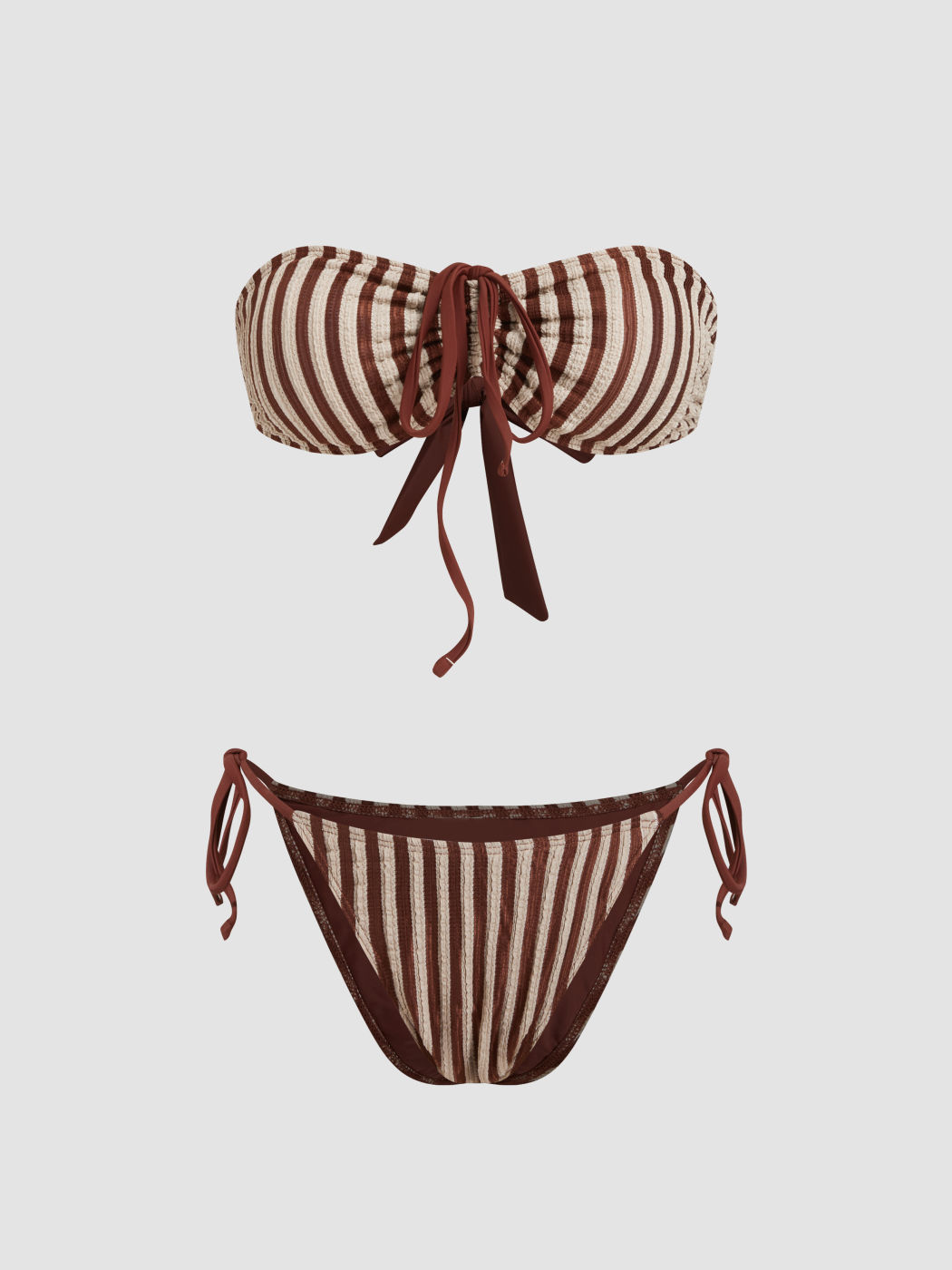 Bandeau Stripe Knotted Tie Side Bikini Set
