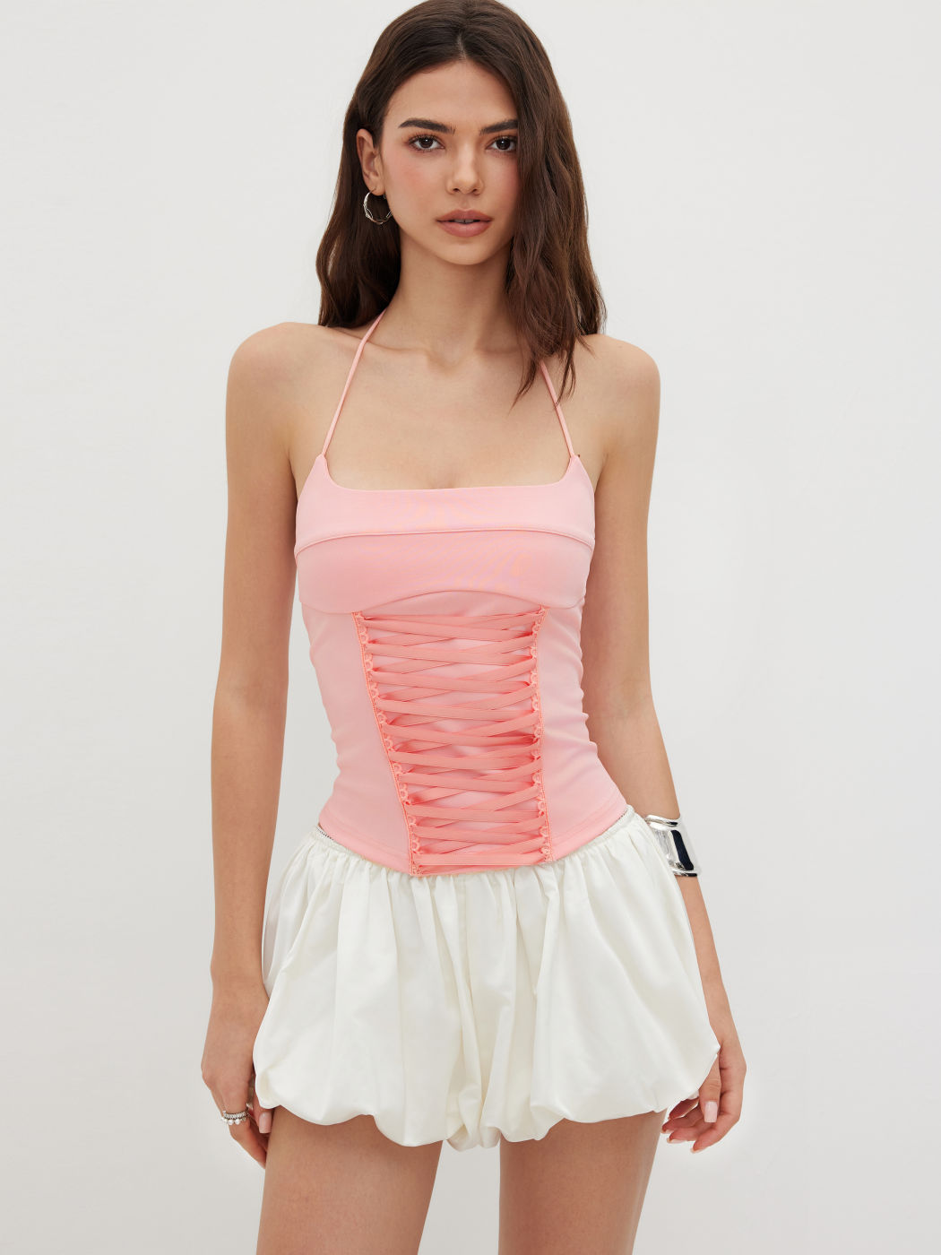 Halter Lace Up Cami Top