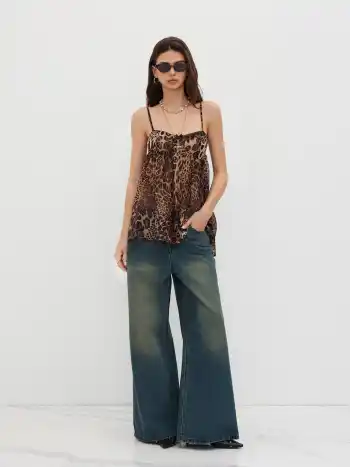 Chiffon Leopard Bows Oversize Mini Nachthemd
