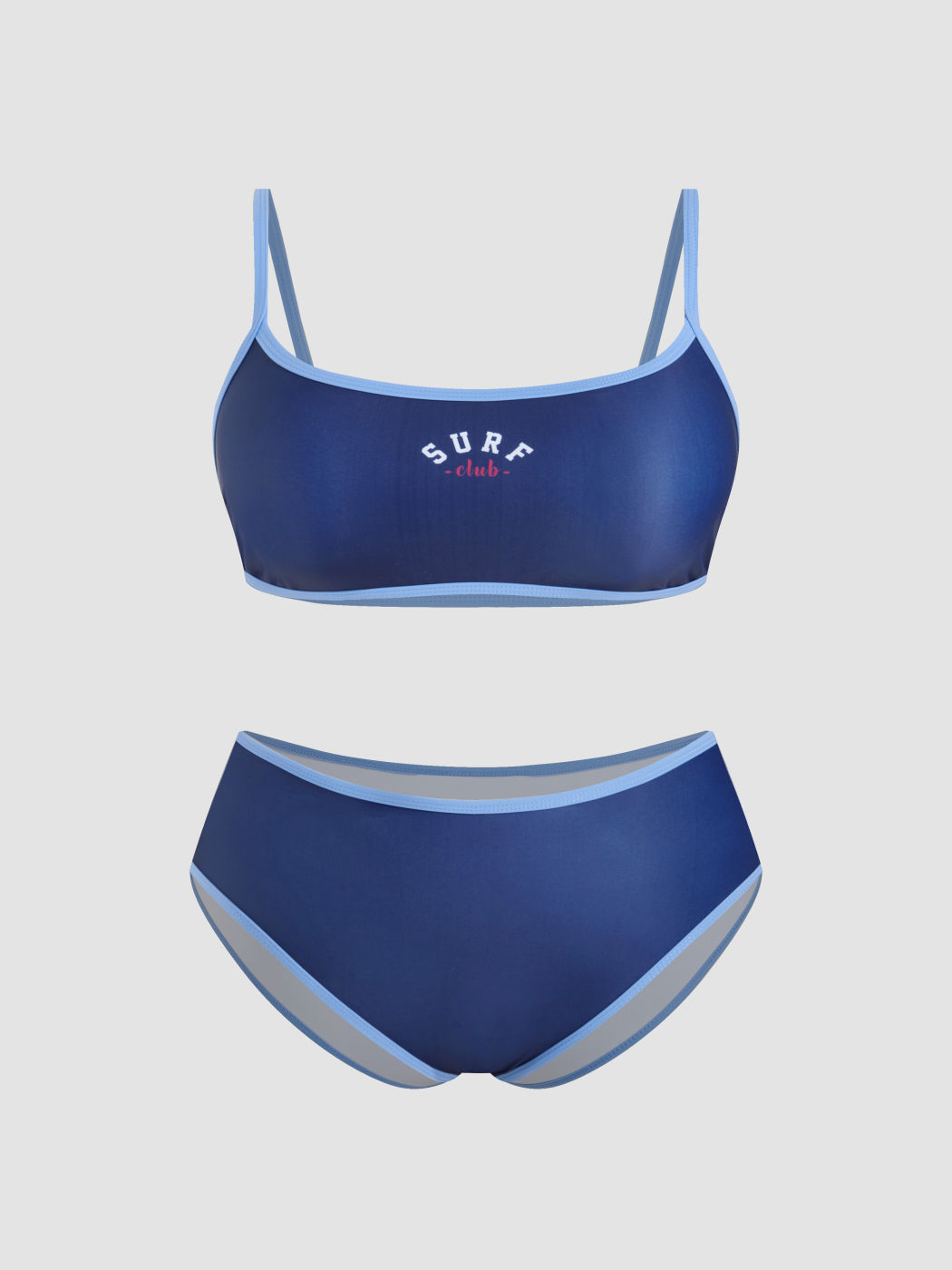 Set Bikini con Braccialetto Coprente Curvy & Plus con Scollo a U Surf Club e Bordi a Contrasto