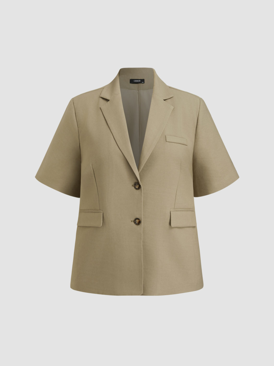 Blazer oversize midi con colletto in misto lino Curve & Plus