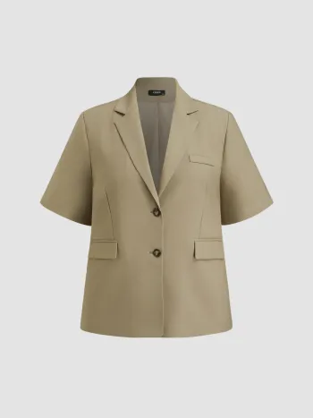 Blazer oversize midi con colletto in misto lino Curve & Plus