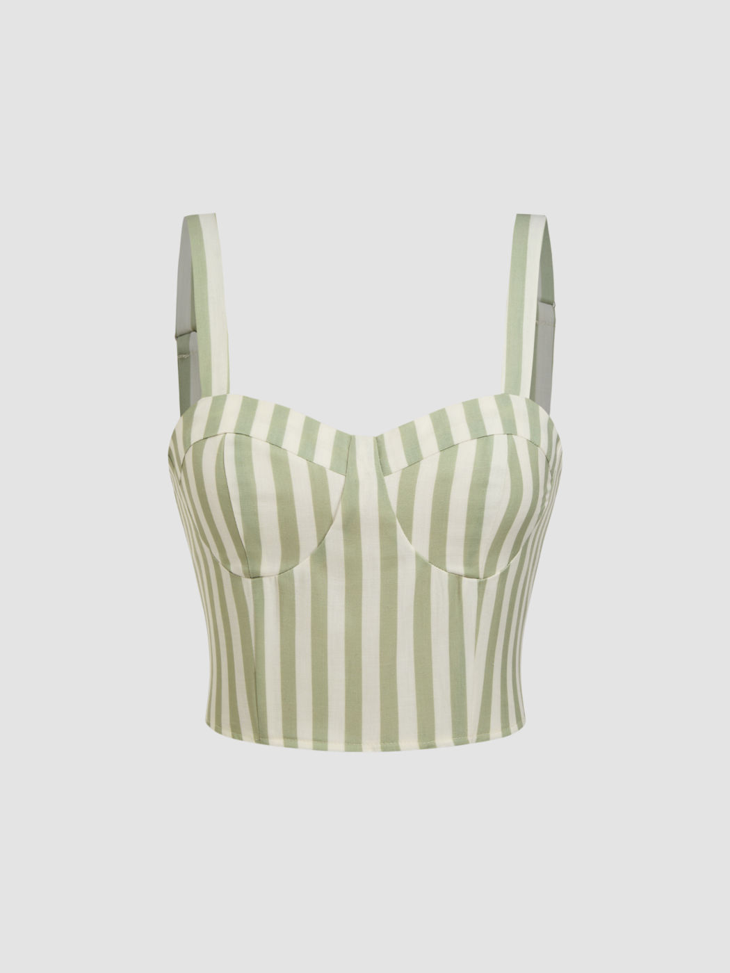 Sweetheart Neck Stripe Shirred Crop Cami Top