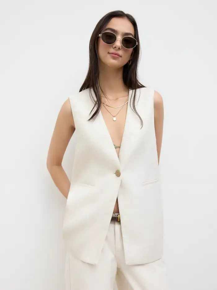 Cotton-blend Polo Neck Stripe Knotted Blouse