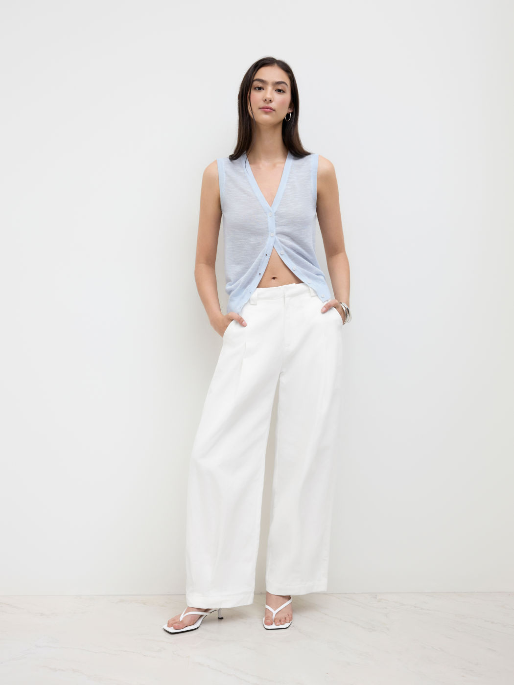 Knitted V-neck Button Vest