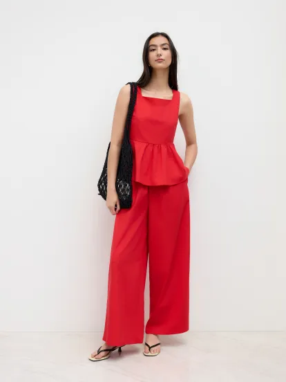 Cotton-blend Asymmetrical Neck Ruched Tee