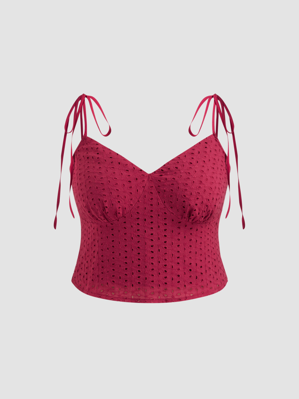 Top Curvy e Taglie Forti con Scollo a V e Nodi in Broderie Anglaise