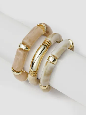 MARBLE TEXTURED BAMBOO TUBE BRACELET