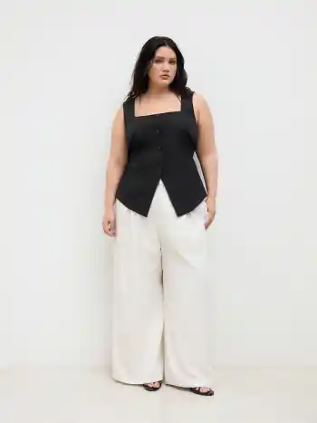 Square Neck Button Through Knotted Waistcoat Curve & Plus