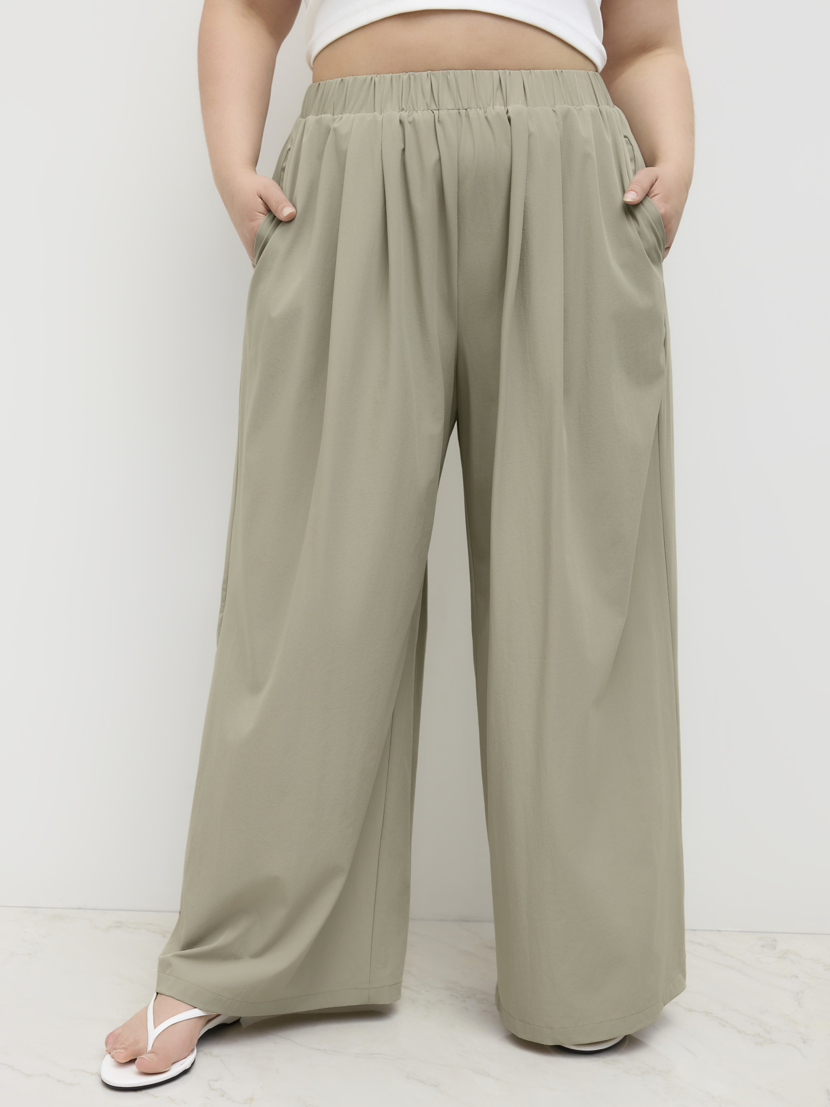 [L.E.E.Y] SOLID POCKET WIDE BANDING PANTS ★大人気★ SOLID POCKET WIDE BANDING PANTS BLACK - leey