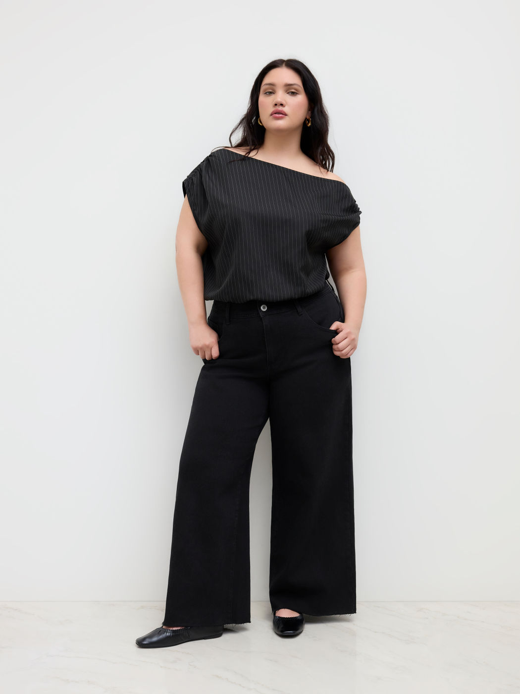 High Stretch Denim Mid Rise Zipper Straight Leg Jeans Curve & Plus