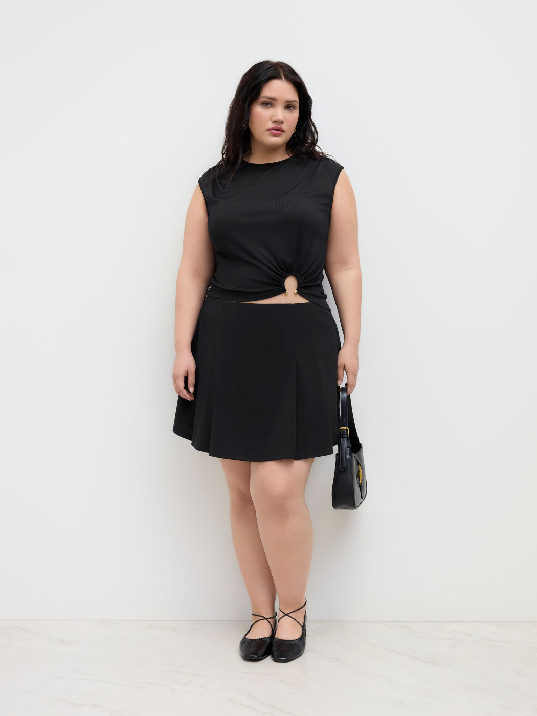 Mid Rise Pleated Mini Skirt Curve & Plus