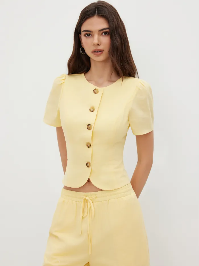 Linen-blend Mid Rise Stripe Knotted Wide Leg Trousers