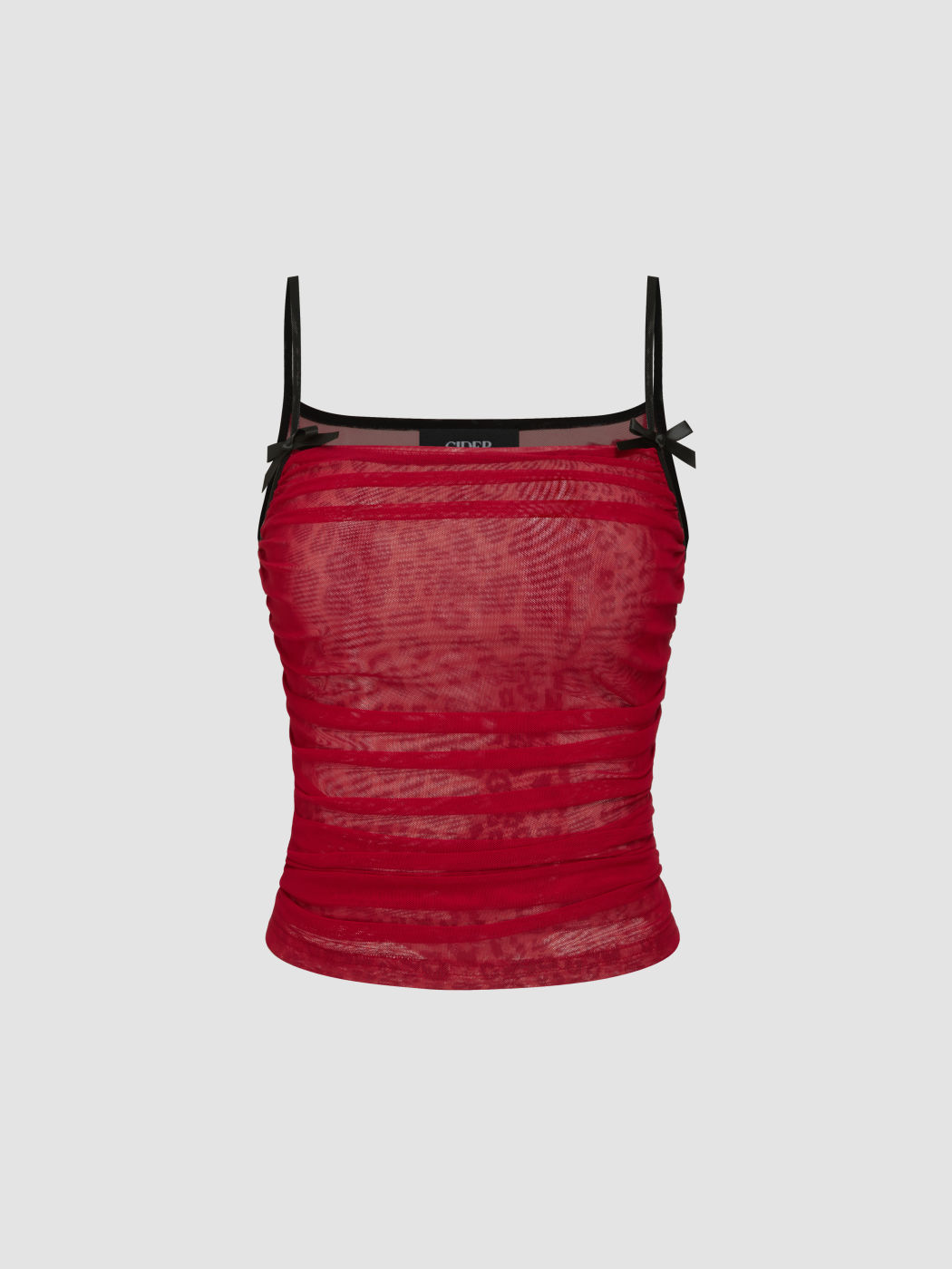 Top Cami con Scollo Quadrato in Rete e Fiocco Leopardato