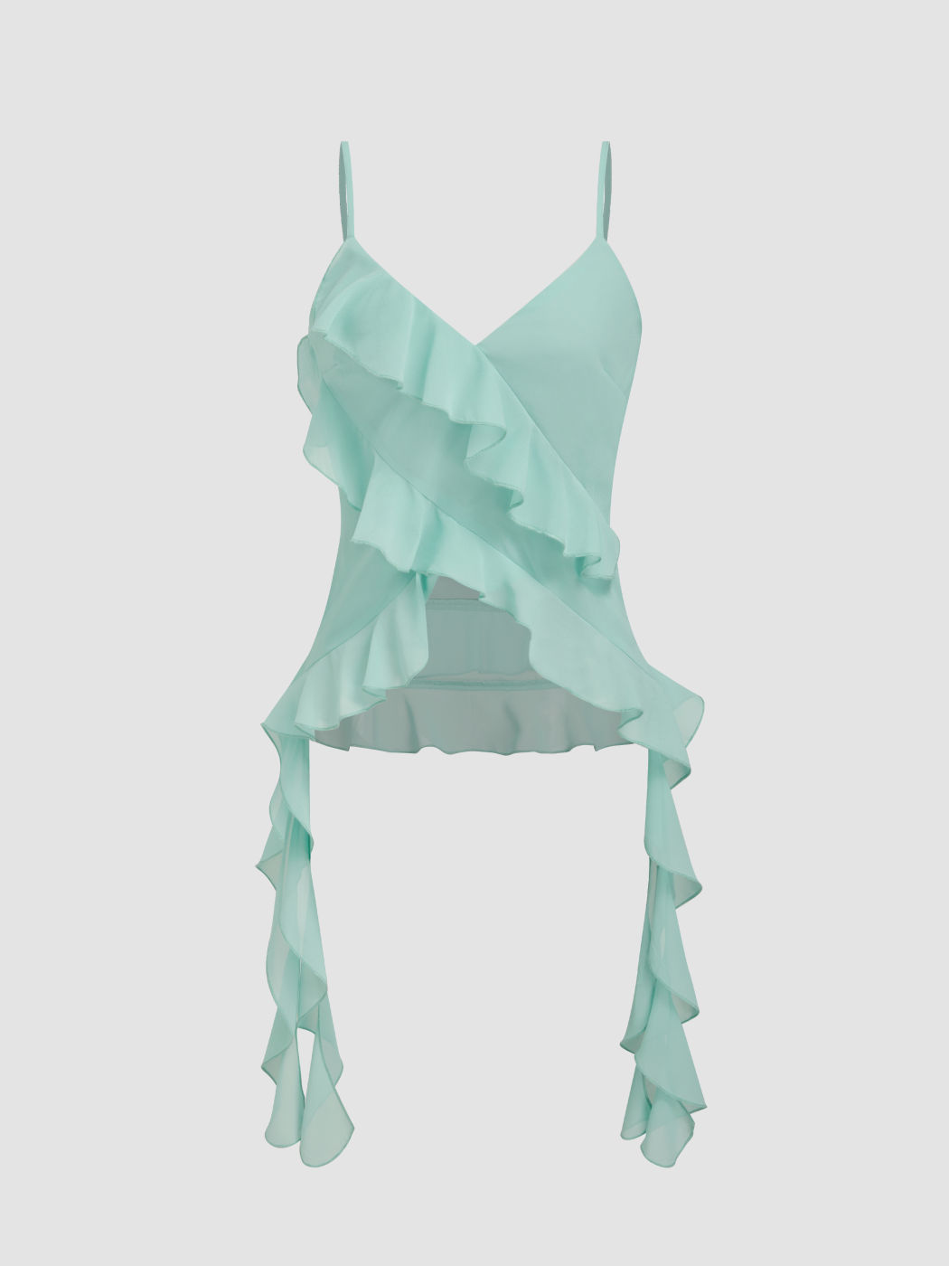 Chiffon V-neck Ruffle Hem Cami Top