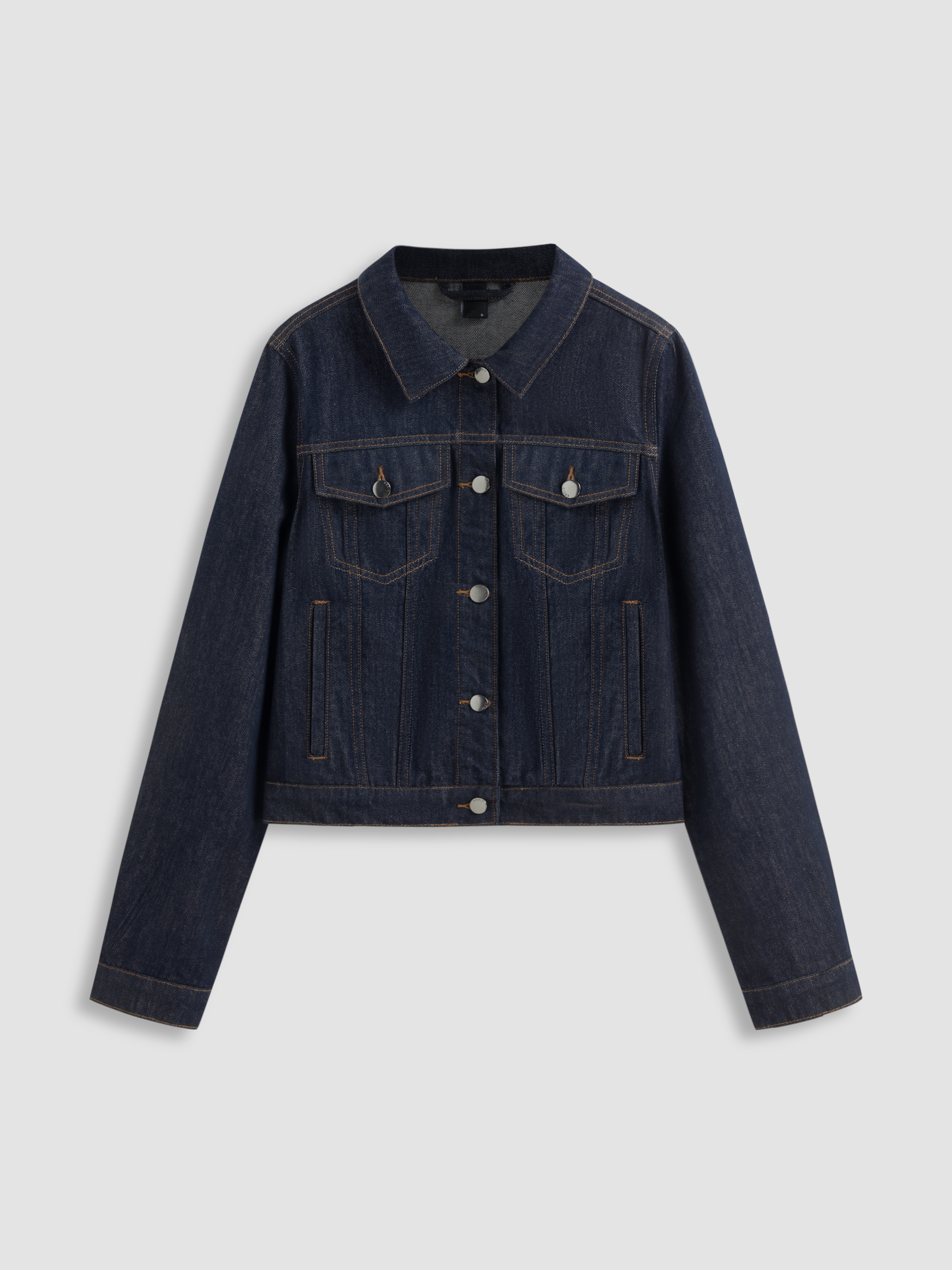 【Cider】フェード デニム カラー ボタン ジャケット デニム フェードエフェクト・デニムカラーボタン・クロップ