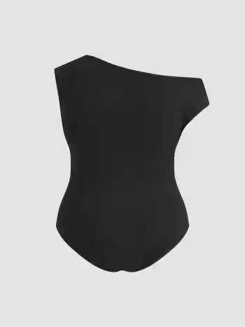 Asymmetrisch Hals-Ruch-Bodysuit Kurve & Plus