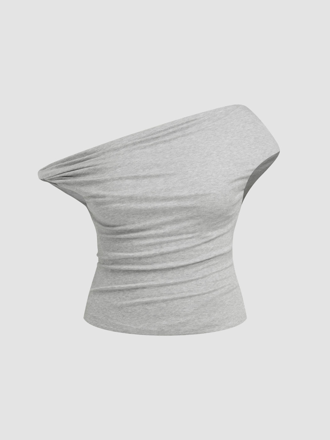 Asymmetrisch Hals geriffeltes Oberteil Kurve & Plus