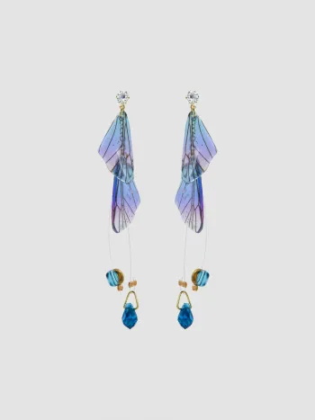 Zirkonflügel- und Glasanhänger- und Strass-Ohrringe