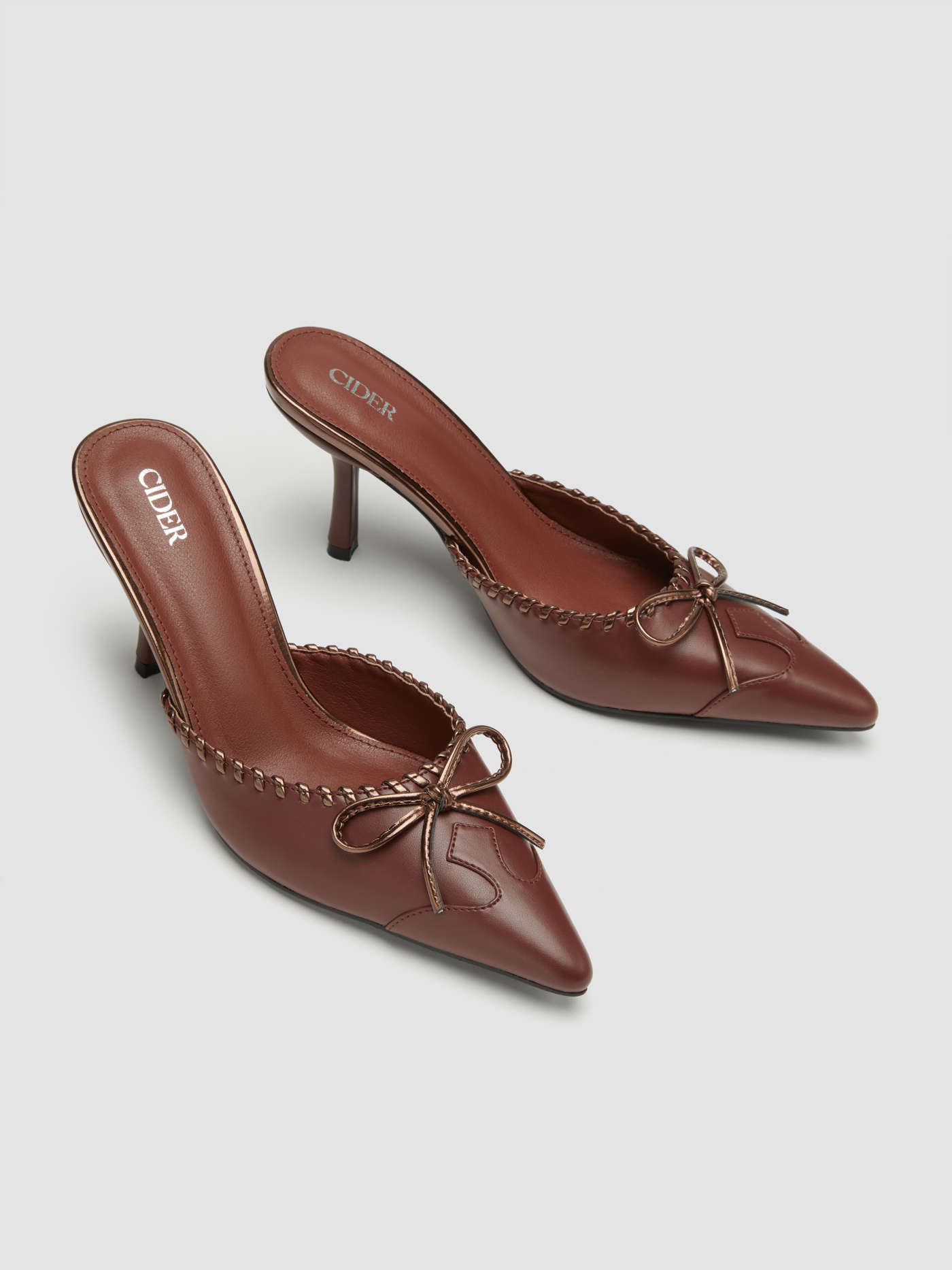 BOWKNOT BRAIDED DECOR MULE HEELS