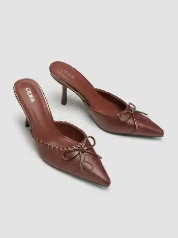 BOWKNOT BRAIDED DECOR MULE HEELS