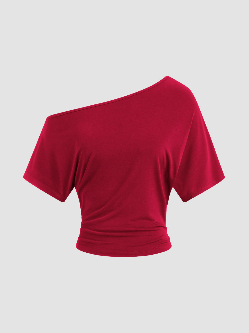 CDR Asymmetrical Neck Ruched Top & Mid Rise Micro Shorts Set