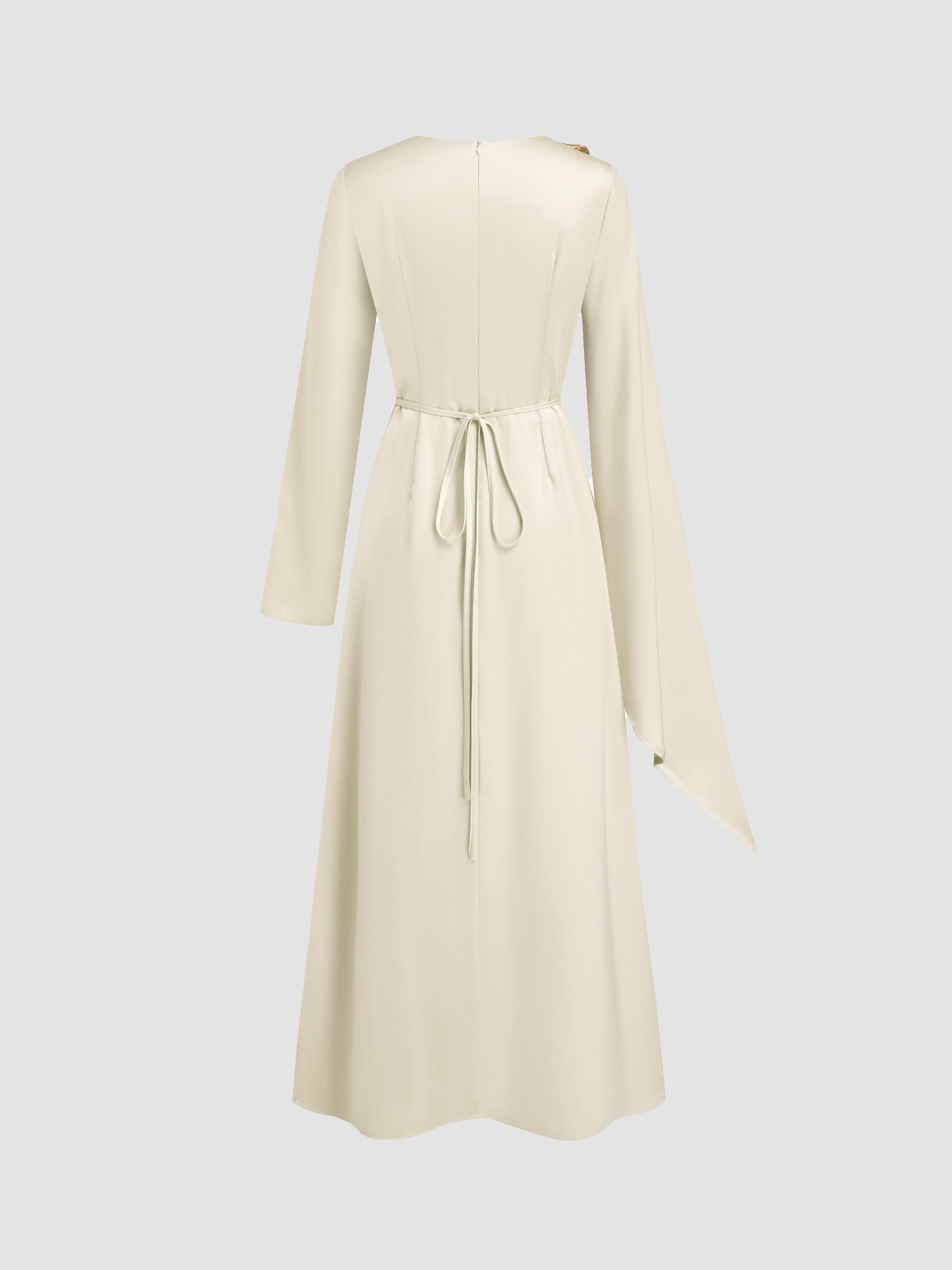 Asymmetrical Boat Neck Ruffle Maxi Dress